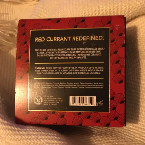 VOTIVO Red Currant Triple Milled Hand Bar Soap New in Box Rare Find - Picture 4 of 5